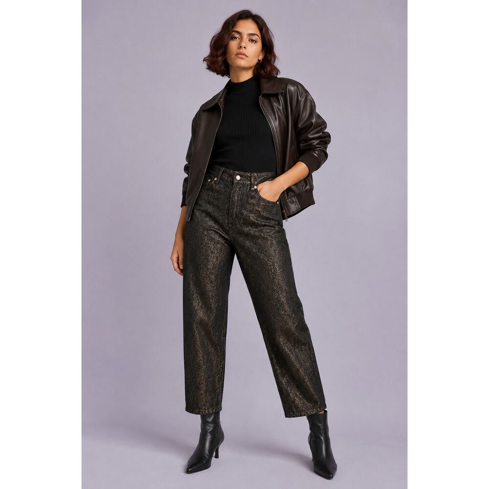 Old Navy High-Waisted Shine OG Straight Ankle Jeans Women’s 12 Dark Bronze